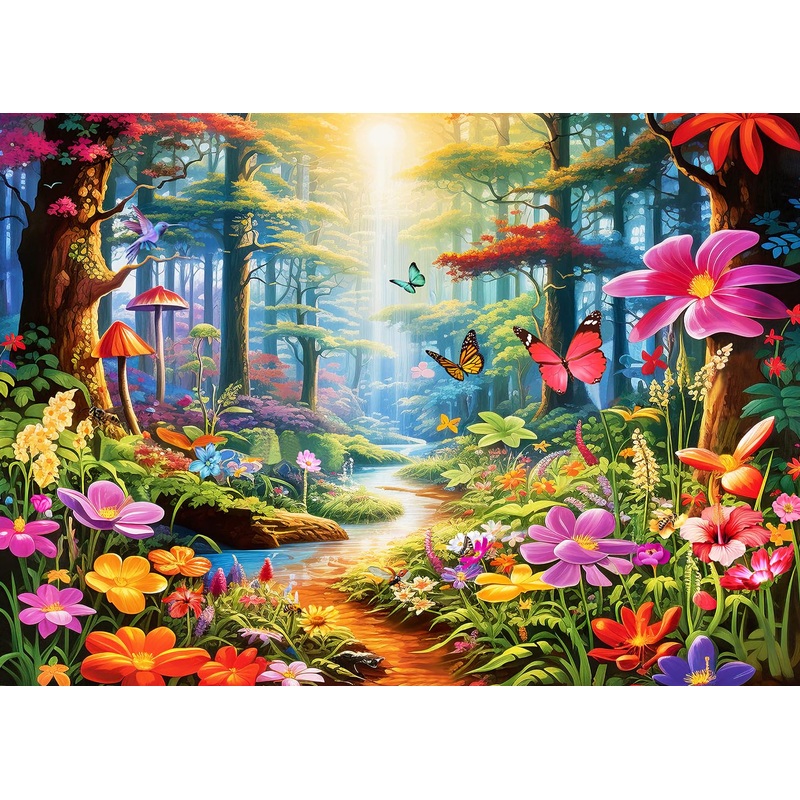 Jigsaw Puzzles For Adults 1000 Piece Puzzle For Adults 1000 Pieces Puzzle 1000 Pieces-Colorful Forests - Exotic Flowers And Plants