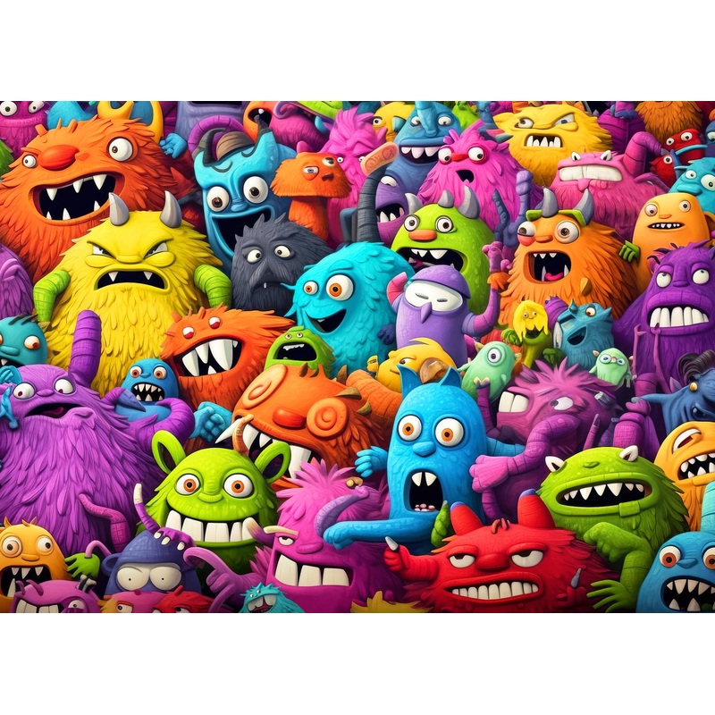 Jigsaw Puzzles For Adults 1000 Piece Puzzle For Adults 1000 Pieces Puzzle 1000 Pieces-Crazy Colorful Monsters