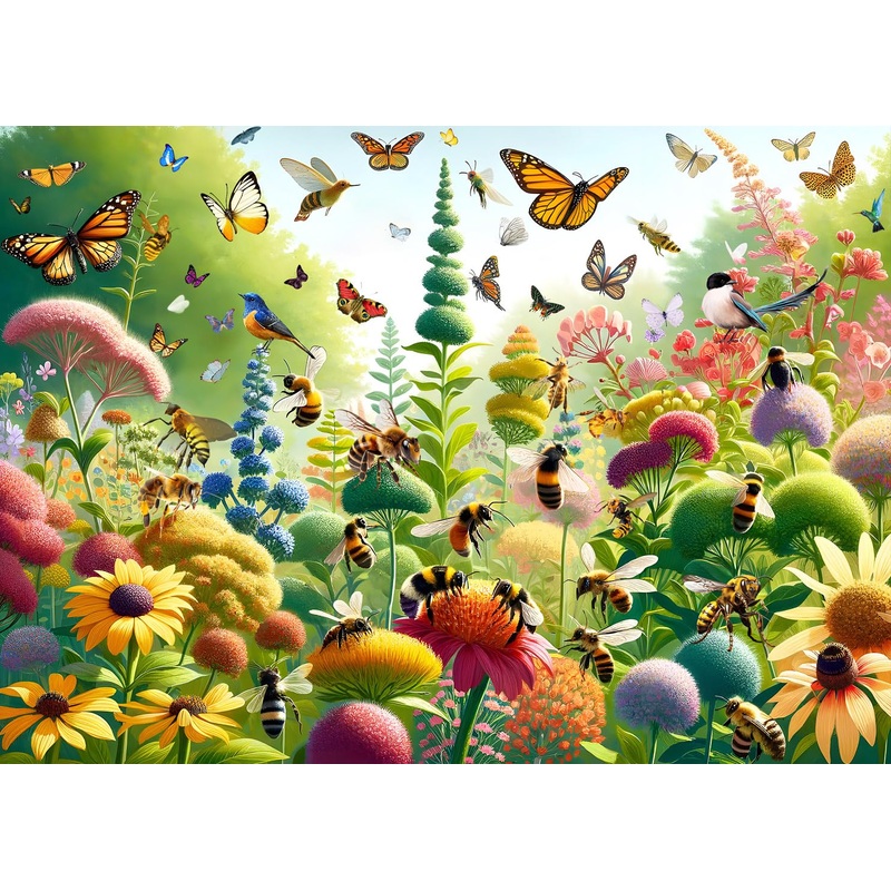 Jigsaw Puzzles For Adults 1000 Piece Puzzle For Adults 1000 Pieces Puzzle 1000 Pieces- Ecosystems - Pretty Petals-Butterfly With Bees