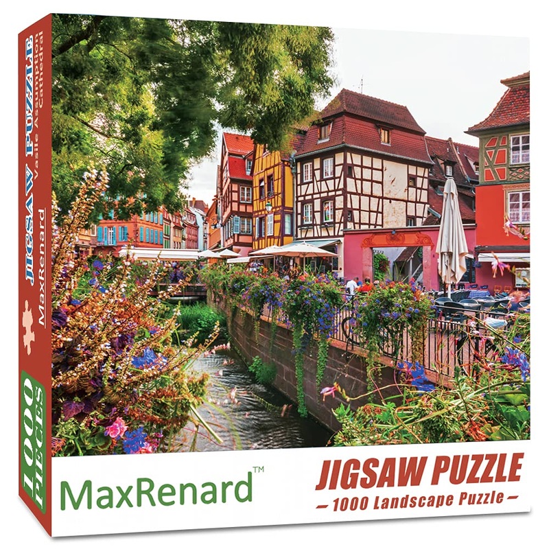 Maxrenard 1000 Pieces Jigsaw Puzzle For Adults Colmar Town Colorful Landscape Challenge Game Decompression Toy Home Wall Decoration