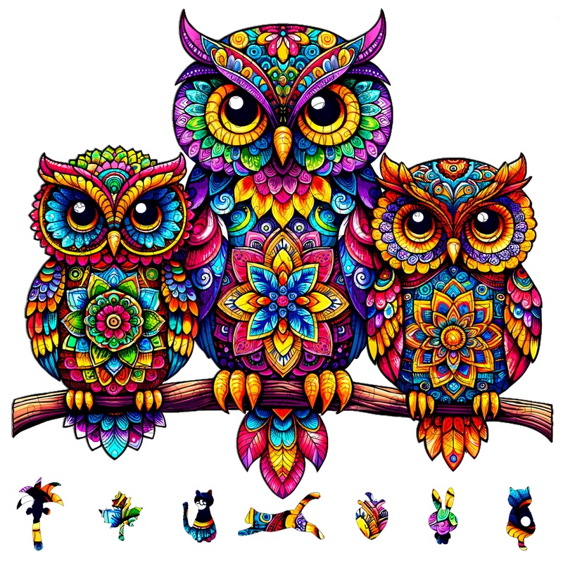 Natiti Owls Family Wooden Jigsaw Puzzles For Adults, 11'' X 10'', 174 Pcs, Gift For Adults Friends And Family