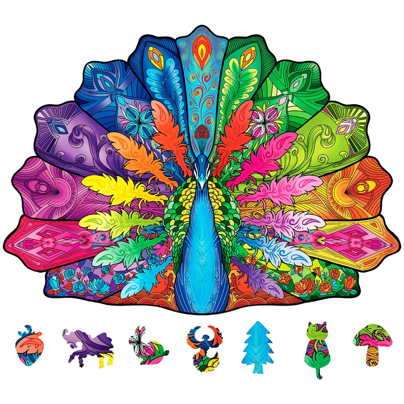 Natiti Wooden Puzzles For Adults, Peacock Puzzle, 13.7'' X 10'', 136 Pieces, Gift For Adults, Wood Puzzles Adult, Wood Cut Puzzles, Animal Shaped Puzzles