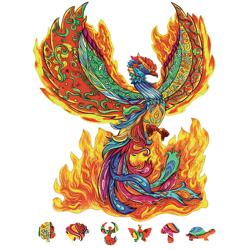 Natiti Wooden Puzzles For Adults, Phoenix Puzzle, 10.6'' X 8.6'', 128 Pieces, Gift For Adults, Wood Puzzles Adult, Wood Cut Puzzles, Animal Shaped Puzzles