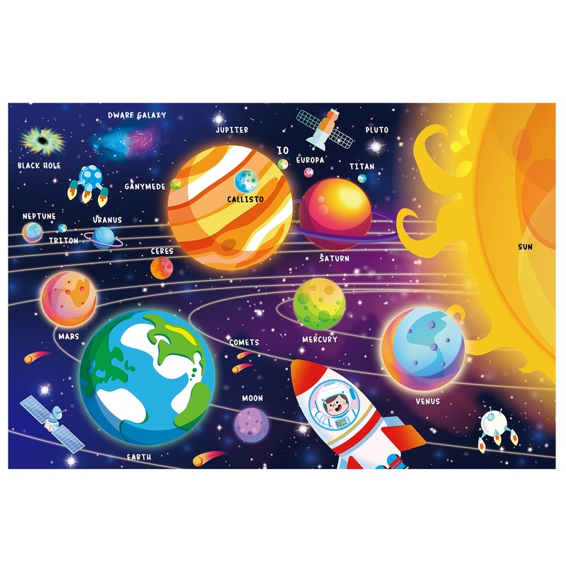 Synarry 100 Piece Puzzles For Kids, Space Puzzle For Kids Ages 4-8 Solar System Puzzle For Kids 3-5, 100 Pieces Puzzles For 3 4 5 6 7 8 Year Olds Boys Girls Childrens, Fun Planet Puzzle With Names