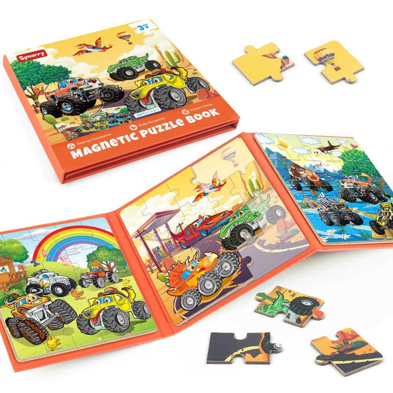 Synarry Magnetic Puzzles For Toddlers 3-5, 20 Pieces Travel Puzzles For Kids Ages 3-5, Car Airplane Road Trip Activities Magnet Games Toys For 3 4 5 6 Year Old Children Boys Girls Gifts