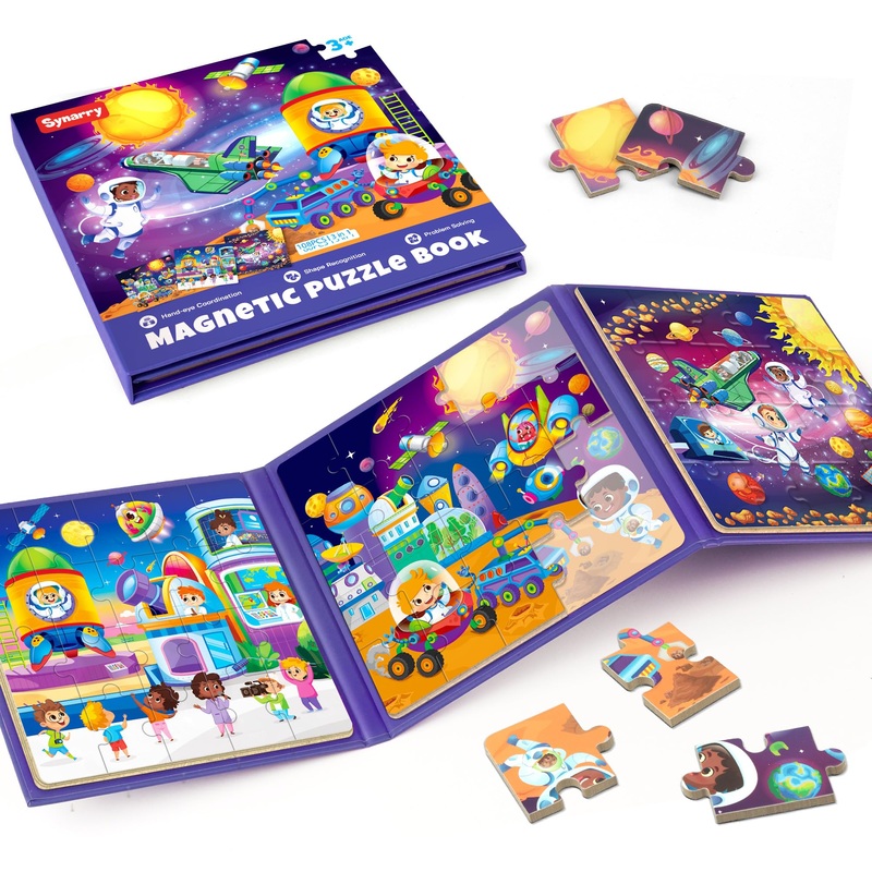 Synarry Magnetic Puzzles For Toddlers 3-5, Space Planets Solar System Puzzles For Toddlers 2-4, Travel Puzzles For Kids Ages 4-6 Car Airplane Road Trip Activities Games Gifts Toys For 3 4 5 6 Year Old