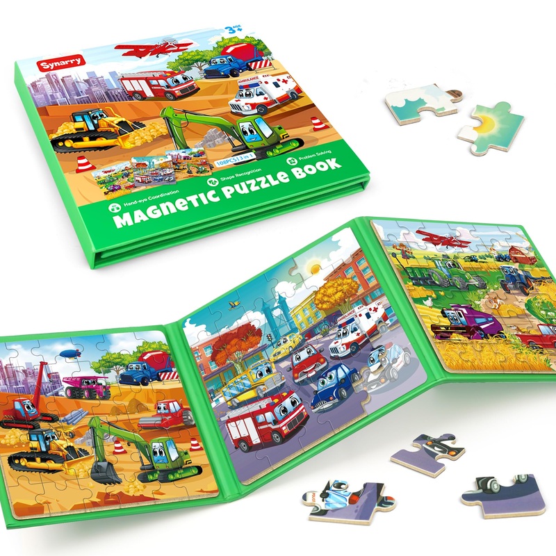Synarry Vehicle Theme Magnetic Puzzles For Toddlers 3-5, 36 Pieces Travel Puzzles For Kids Ages 4-8, Car Airplane Road Trip Activities Magnet Games Toys For 3 4 5 6 Year Old Children Boys Girls Gifts