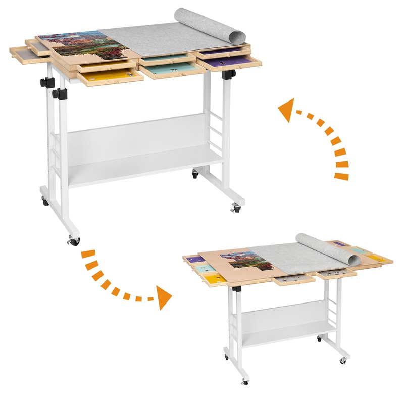 Tektalk 2000 Piece Foldable Puzzle Board With Height Adjustment, Jigsaw Puzzle Table With 2 Felt Cover & 8 Sorting Trays/Drawers, Puzzle Easel With Legs, Enclosed With 4 Roller Wheels (Green)