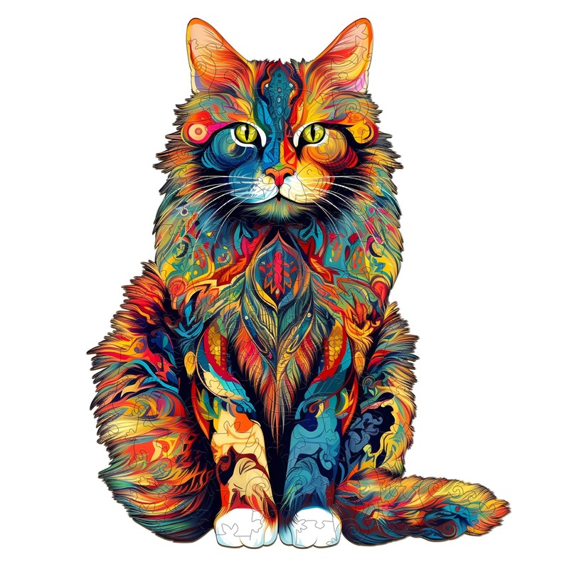 Woodbests Wooden Puzzle For Adults, Maine Cat Puzzle (L, 300Pcs, 16.5'X13.2') Beautiful Wooden Box, Wooden Jigsaw Puzzles Unique Shape, Birthday Gifts For Adults And Kids Family Game