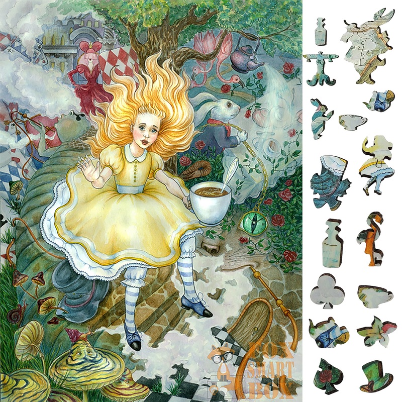 Wooden ?uzzle For Adults With Uniquely Shaped Pieces - Made In Usa By Foxsmartbox - 250 Pieces - Alice'S Fantasies