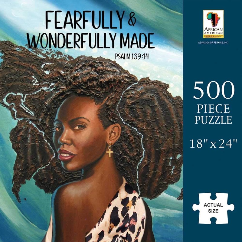 African American Expressions - Wonderfully Made Puzzle  500-Piece African American Jigsaw Puzzle For Adults | Inspirational Black Girl Puzzle For Art And Culture Lovers