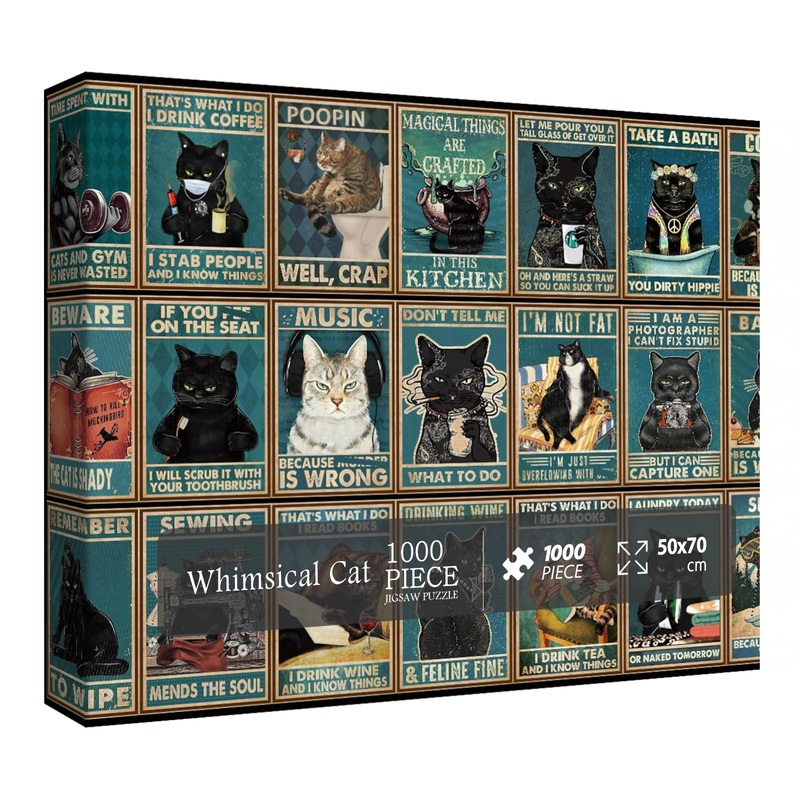 Cat Puzzle For Adult 1000 Piece, Kitty Kitten Collage Puzzles 1000 Pieces, Jigsaw Puzzles With Animals 1000 Piece For Adult