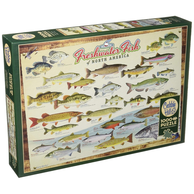 Cobblehill 80094 1000 Pc Freshwater Fish Of N. America Puzzle, Various