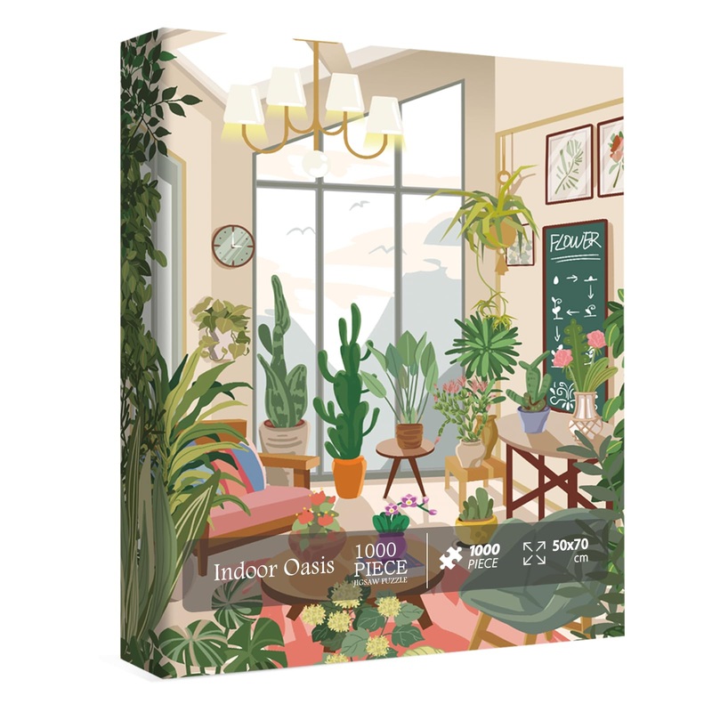 Colorful Plant Art Puzzle 1000 Piece For Adult, Houseplant Jungle 1000 Piece Puzzle Scculents, Flower Jigsaw Puzzles 1000 Pieces Painting