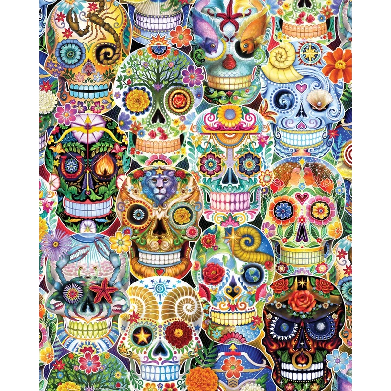 Day Of The Dead (Sugar Skulls) Jigsaw Puzzle 1000 Piece - 30' X 24' Puzzle For Adults With Large & Randomly Shaped Pieces - A Vcc Original Puzzle