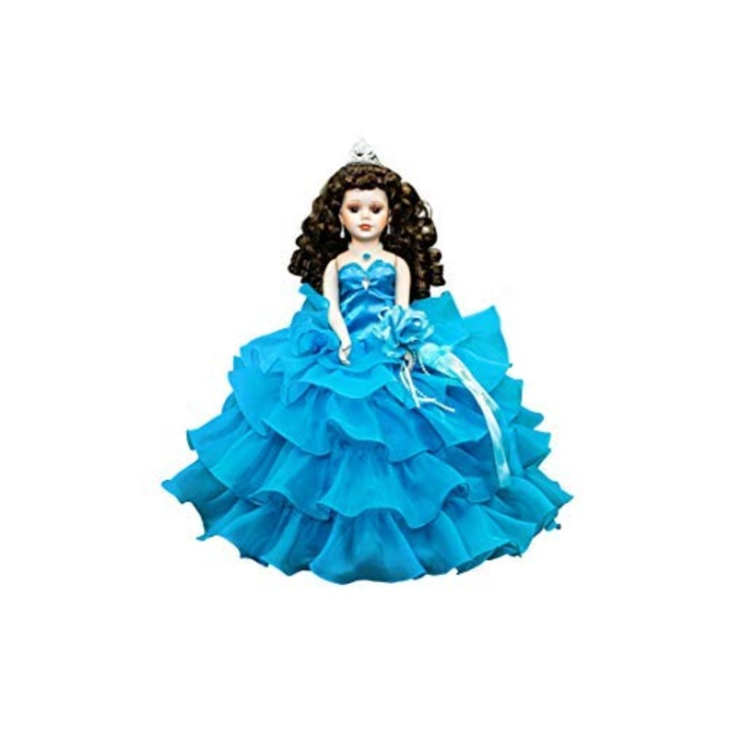 Kinnex Collections By Amanda 18' Porcelain Quince Anos Quinceanera Umbrella Last Doll Muneca Centerpiece ~ Kw18728 ~ (Turquoise)