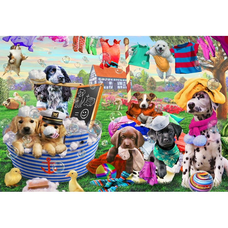 Laundry Day Jigsaw Puzzle 100 Piece By Vermont Christmas Company - Larger Pieces Perfect For Kids & Seniors