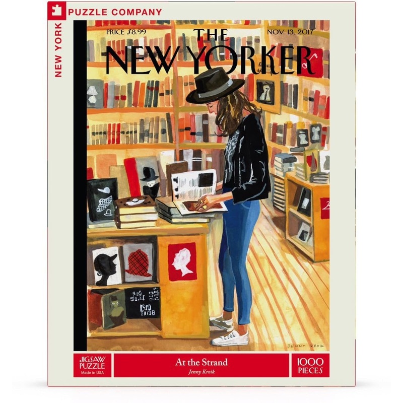 New York Puzzle Company - New Yorker At The Strand - 1000 Piece Jigsaw Puzzle For Family Game Nights By Jenny Kroik