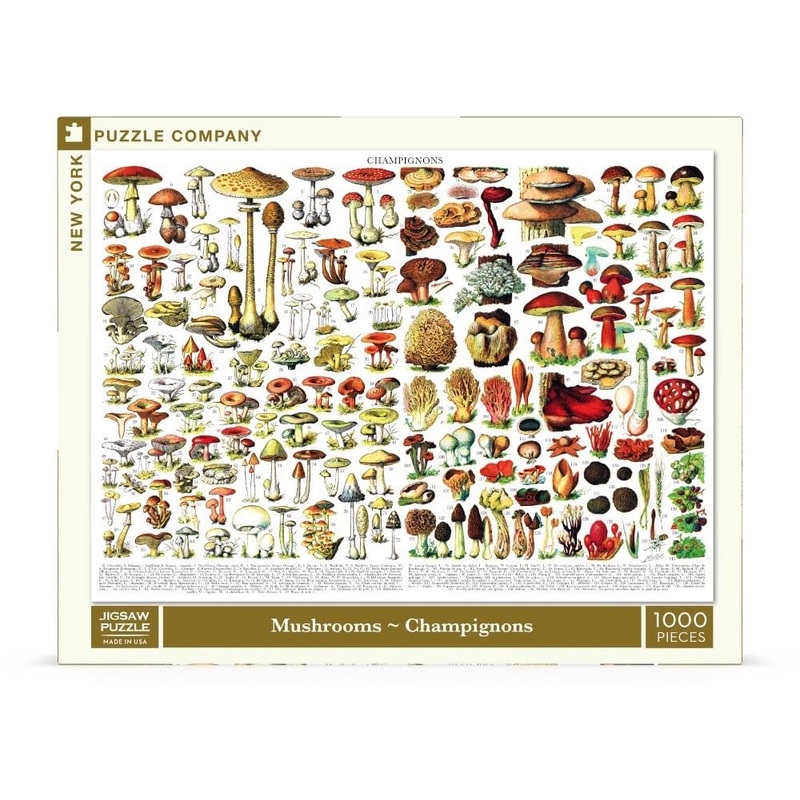 New York Puzzle Company - Vintage Images Mushrooms ~ Champignons - 1000 Random Cut Jigsaw Puzzle For Adults By Adolphe Philip Millot
