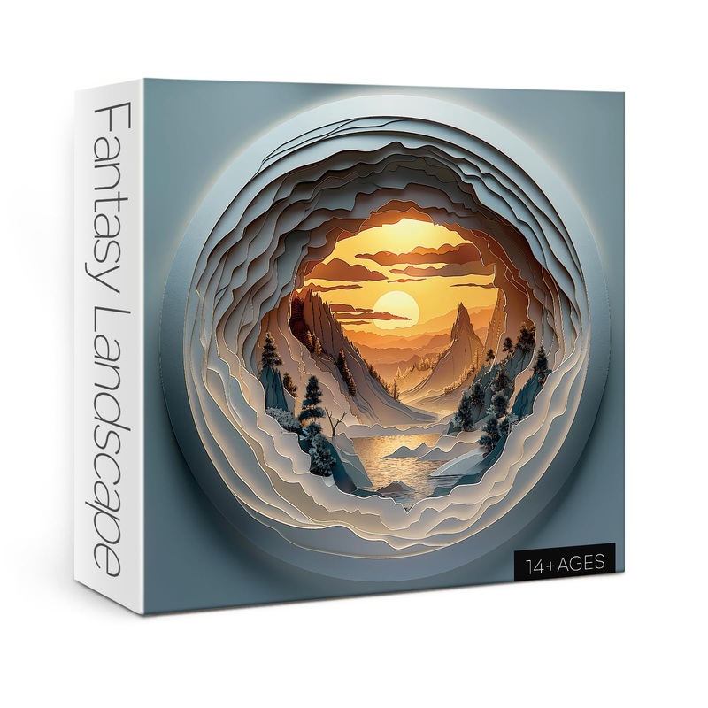 Papercut Puzzles For Adults 1000 Pieces, Landscape Sunset Jigsaw Puzzles Scenery, Nature Mountain Scene Puzzle