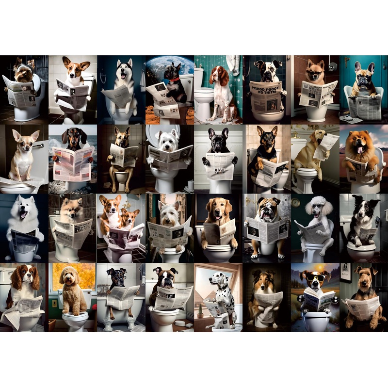 Pooping Dogs Puzzles 1000 Piece For Adults, Animal Jigsaw Puzzles 1000 Pieces, Funny Puppy Puzzles Prank Puzzle Dog Pooping