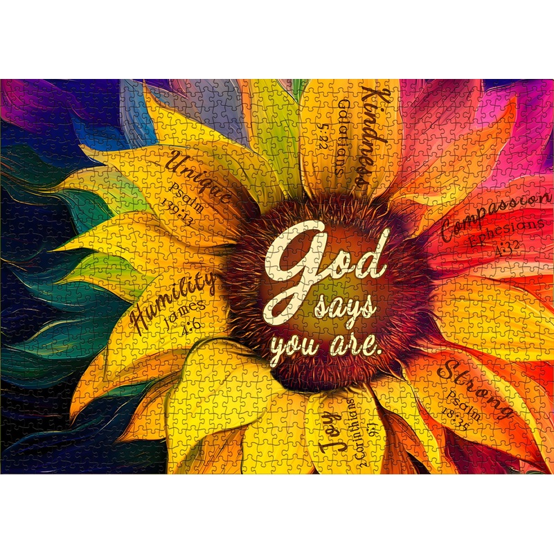 Rainbow Sunflower Puzzle For Adults 1000 Pieces, Colorful Flower Plant Puzzle Flower Jigsaw Puzzles For Adults, Religious Puzzles As Sunflower Decor