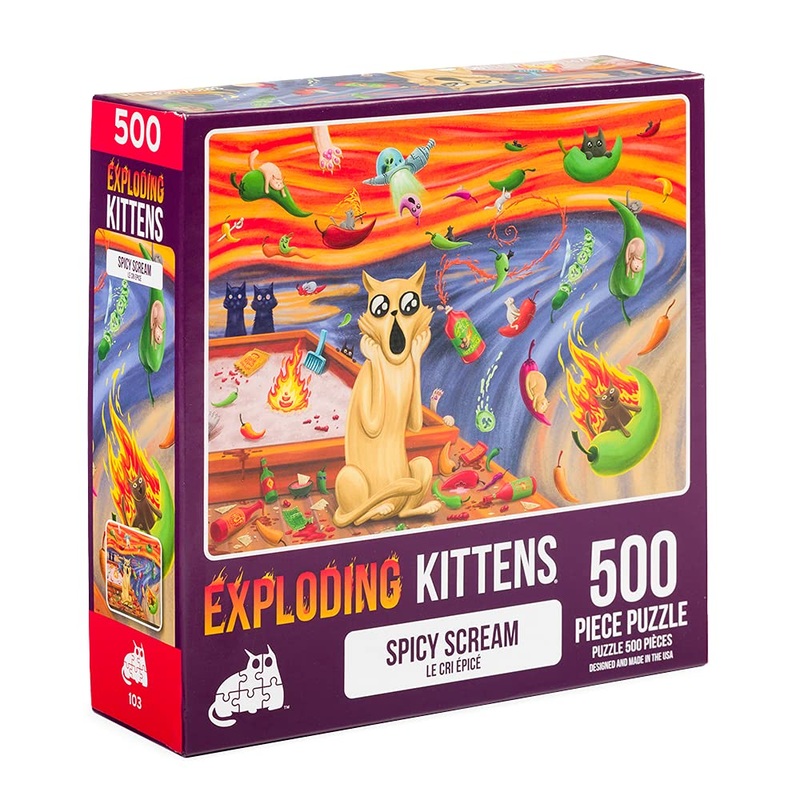 Spicy Scream Jigsaw Puzzle By Exploding Kittens - 500 Pieces Ideal For Adults, Teens, And Kids - A Funny And Artistic Cat-Themed Puzzle