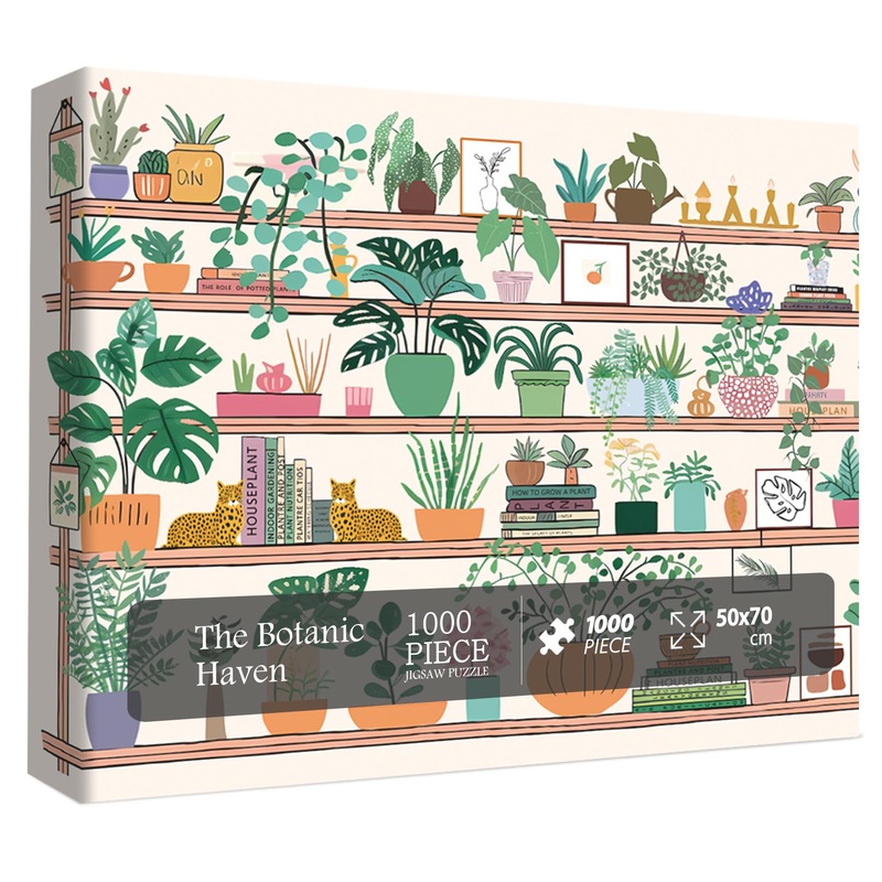 The Botanic Haven Puzzles For Adults 1000 Pieces, Nature Plant Jigsaw Puzzle Botanical Houseplant Puzzle, Green Potted Puzzle Plants Weed Puzzle For Adults
