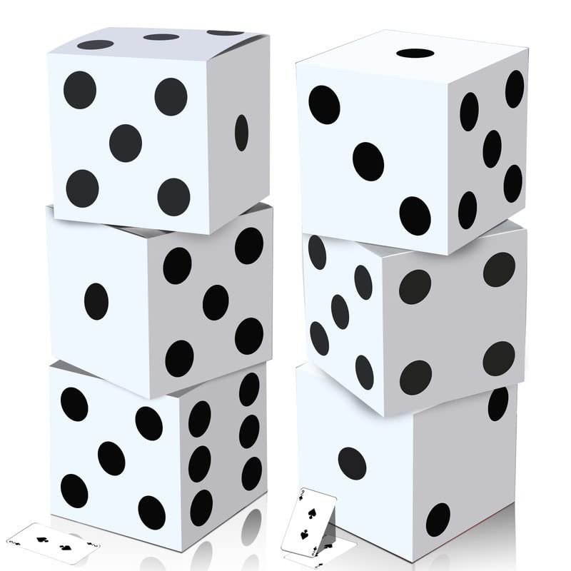 Tinlade 6 Pcs Large Casino Dice Boxes 11 In Casino Theme Party Decoration Vegas Jumbo Giant Dice Centerpieces Table Top Dice Casino Night Las Vegas Graduation Prom Birthday Party Supply(Black)
