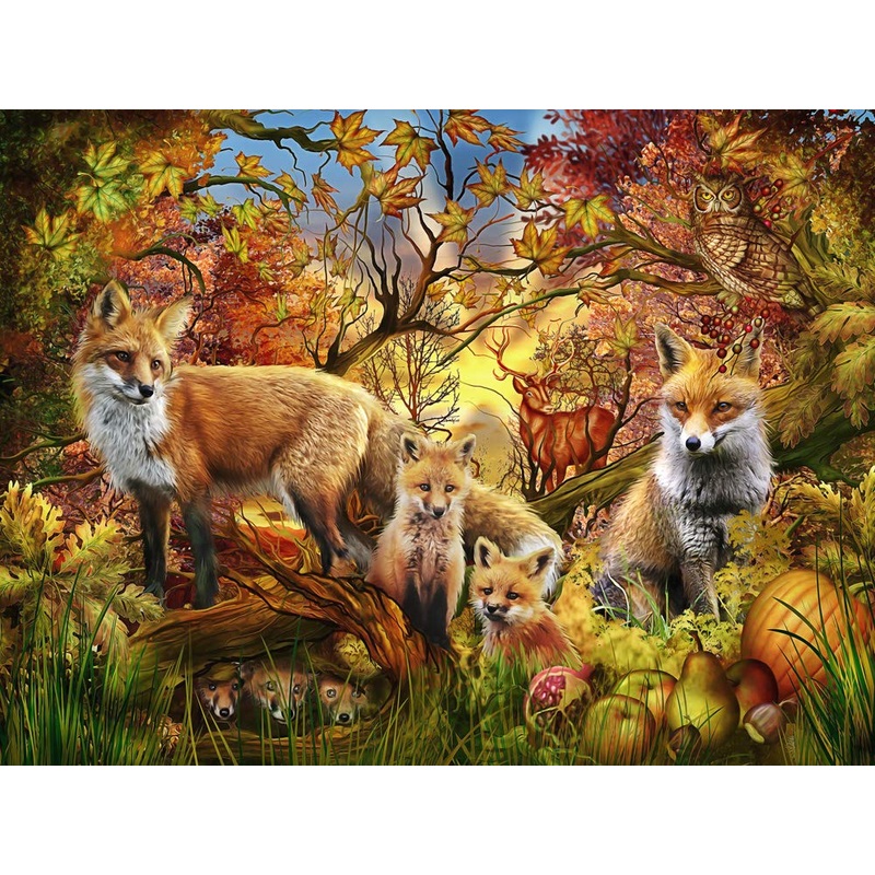 Vermont Christmas Company Autumn Foxes Jigsaw Puzzle 550 Piece
