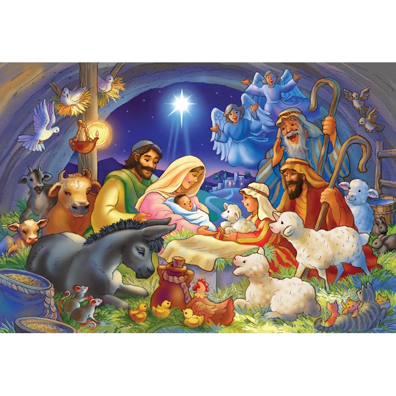 Vermont Christmas Company Baby In A Manger Jigsaw Puzzle 100 Piece, Large Pieces Perfect For Kids And Seniors
