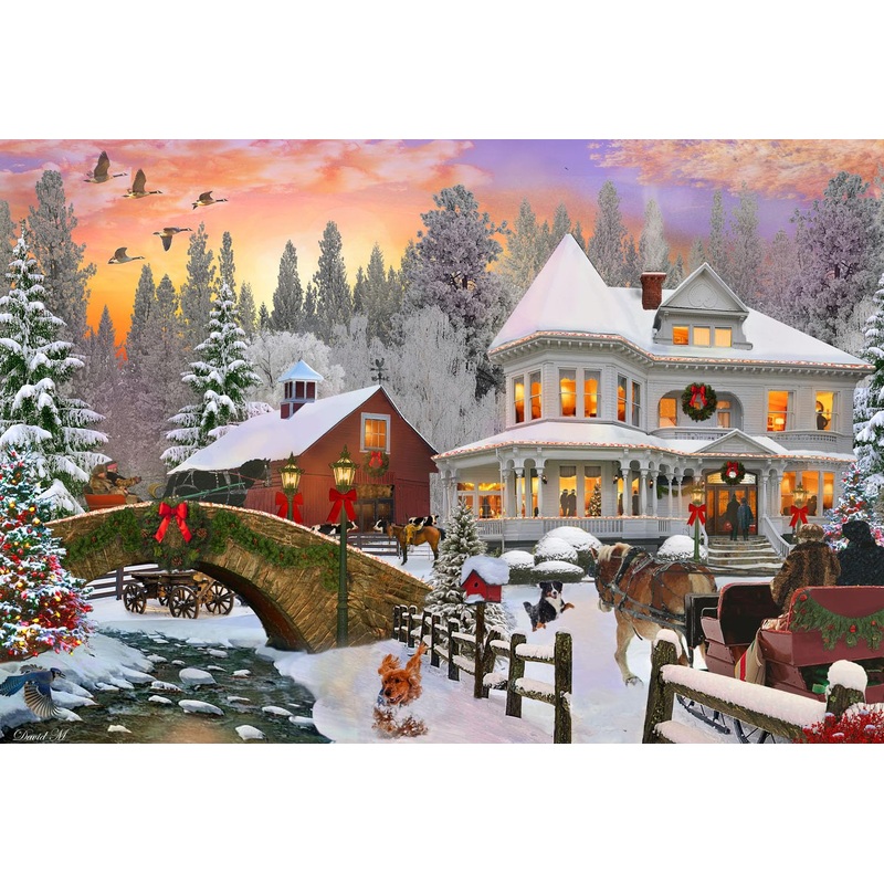 Vermont Christmas Company Country Holiday Jigsaw Puzzle 100 Piece - Christmas Puzzle With Large Pieces For Kids & Adults - 19' X 13 '