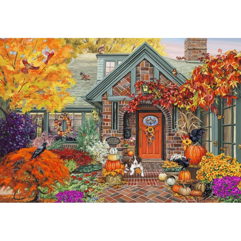 Vermont Christmas Company Cozy Autumn Jigsaw Puzzle 100 Piece, Large Pieces Perfect For Kids And Seniors