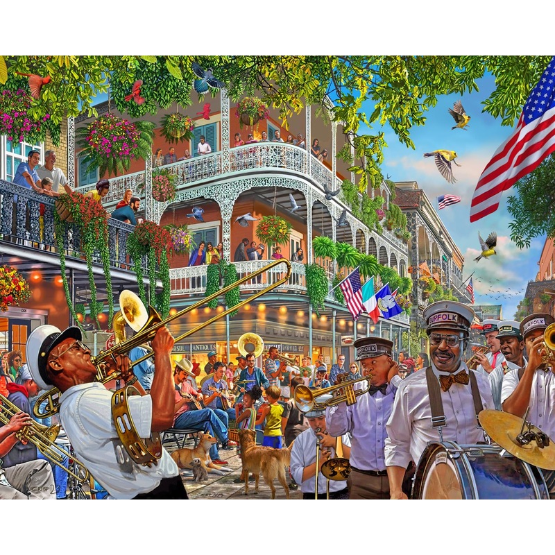 Vermont Christmas Company New Orleans Jigsaw Puzzle 1000 Piece - Fully Interlocking And Randomly Shaped Pieces - Large Size 30' X 24'
