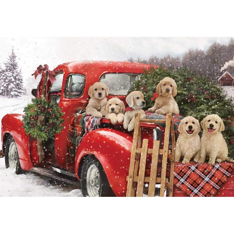 Vermont Christmas Company Puppies Holiday Ride Jigsaw Puzzle 100 Piece, Large Pieces Perfect For Kids And Seniors
