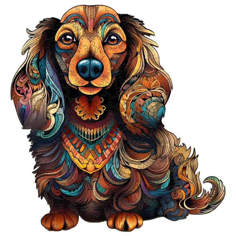 Wooden Puzzles For Adults, Wooden Adult Puzzles, Long-Hairs Dachshund Dog Puzzles For Puzzle Lover, Family Puzzle Games (M-10.4 * 11In 190 Pcs)