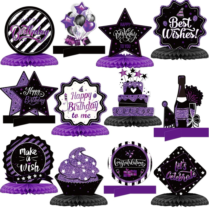 12 Pieces Happy Birthday Decorations Birthday Honeycomb Centerpieces For Table Decorations Birthday Honeycomb Table Topper For W