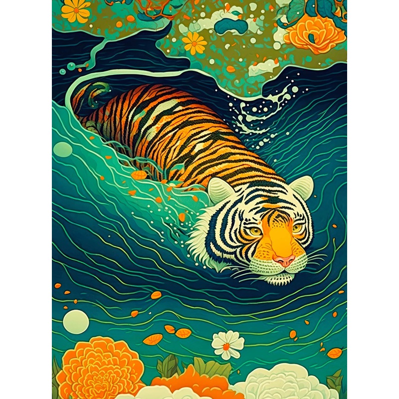 Cross & Glory - Bengal Crossing - 1000 Piece Jigsaw Puzzle For Adults | Majestic Tiger Crossing River | Stunning Wildlife Artwork For Adults | Great Gift Idea