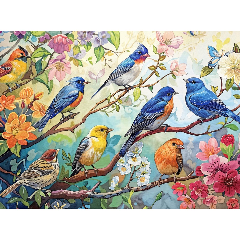 Cross & Glory - Birdsong In Bloom - 1000 Piece Jigsaw Puzzle For Adults | Audubon Birds | Perfect For Nature Lovers