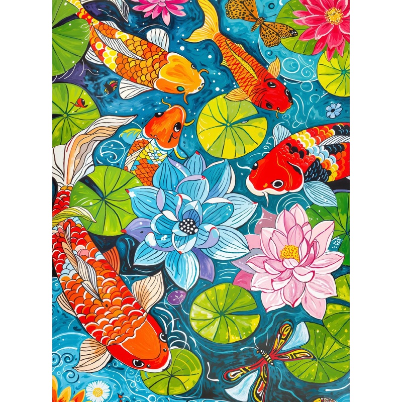 Cross & Glory - Dragonfly Dreams: Koi & Lilies Adventure - 1000 Piece Jigsaw Puzzle For Adults | Unique Nature-Themed | Vibrant Art