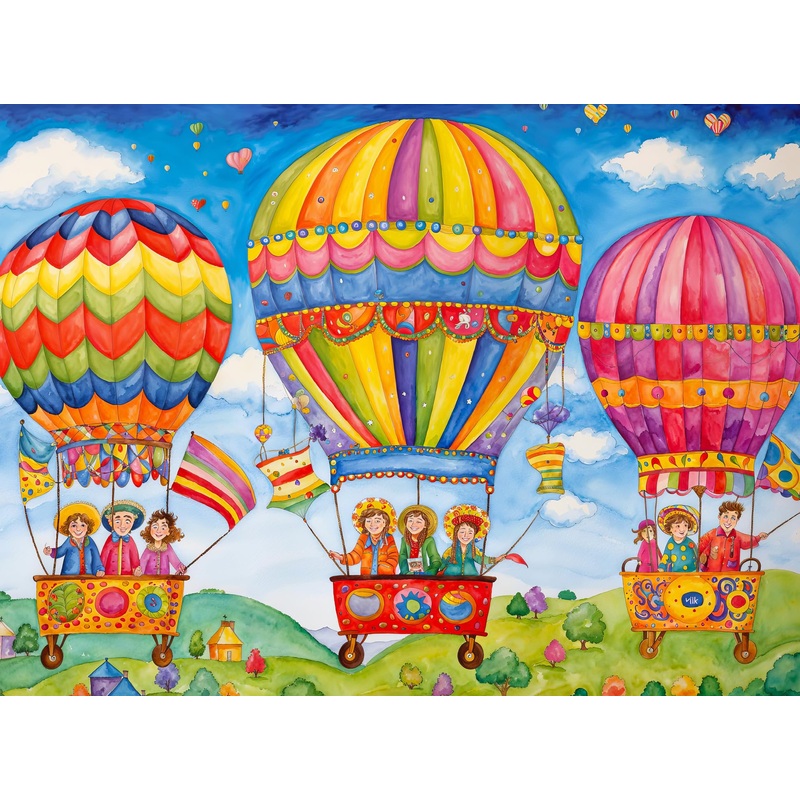 Cross & Glory - Floating On Cloud Nine - 1000 Piece Jigsaw Puzzle For Adults & Kids 12+ | Vibrant Hot Air Balloon Fantasy Picture | Best New Puzzles