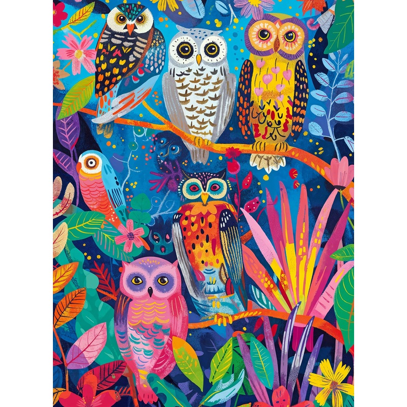 Cross & Glory - Hootenanny: Birds In Paradise - 1000 Piece Jigsaw Puzzle For Adults | Vibrant Indian Garden & Owl Design | Challenging And Artistic