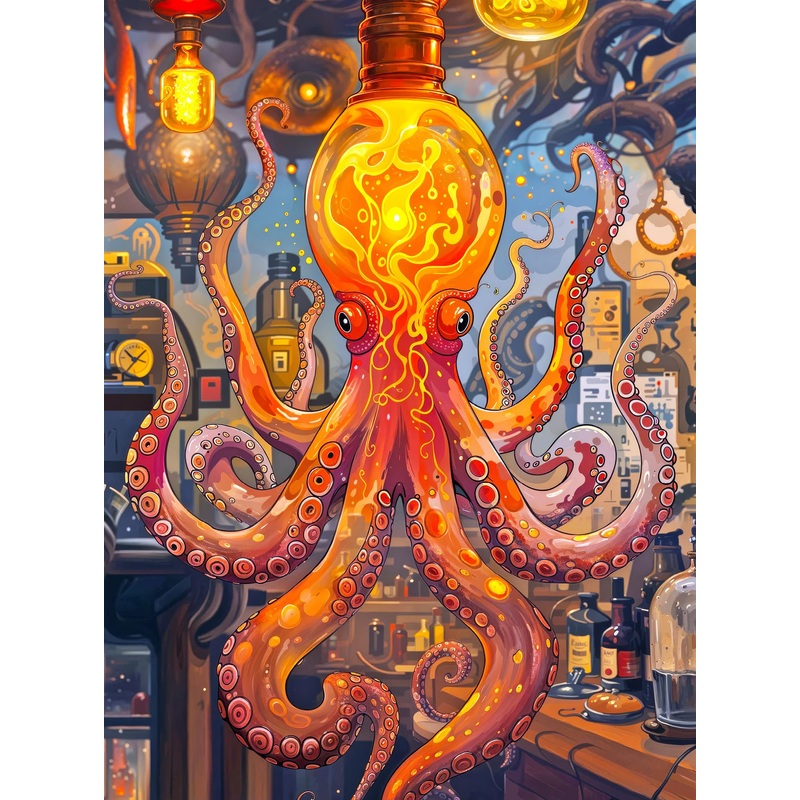 Cross & Glory - Octopus Alchemy: The Lava Experiment - 1000 Piece Jigsaw Puzzle For Adults | Science And Ocean Life Theme | Satin Finish | 20X27 Inches
