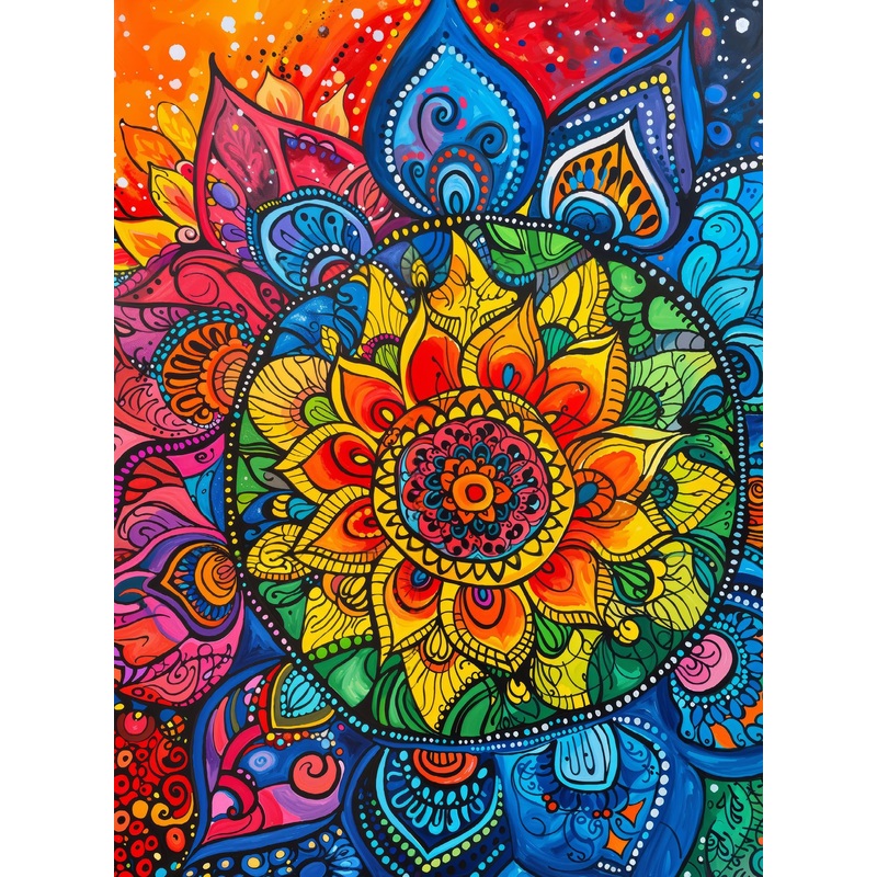 Cross & Glory - Rainbow Mandala Mirage - 1000 Piece Jigsaw Puzzle For Adults | Mesmerizing Colorful Design | Premium Quality | 20X27 Inches | Perfect For Family Fun