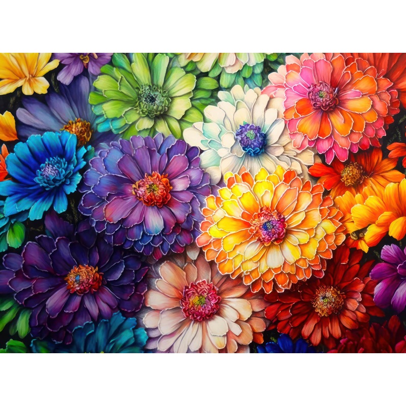 Cross & Glory - Rainbow Of Flowers - 1000 Piece Jigsaw Puzzle For Adults | Stunningly Vibrant Colors | Challenging Brain Exercise For Puzzle Lovers