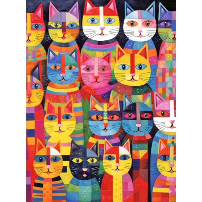 Cross & Glory - Rainbow Whiskers - 1000 Piece Jigsaw Puzzle For Adults | Whimsical Cat | Satin Finish For Reduced Glare