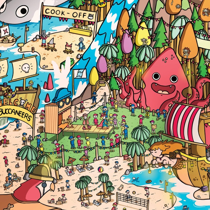 Cross & Glory - Scurvy Scallywags: Pirate Festival Fun - 1000 Piece Jigsaw Puzzle For Adults & Kids 12+ | Whimsical | Vibrant Island Adventure | Magical Puzzle Challenge | 19.25'X 26.625'