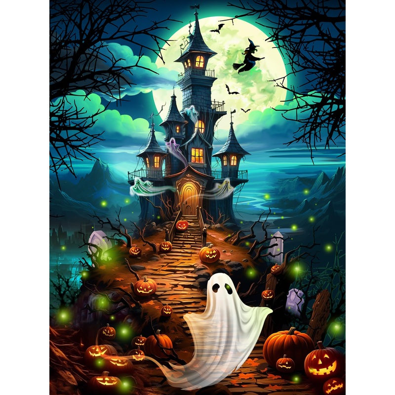 Haunted Hilltop Halloween Jigsaw Puzzle 550 Piece By Vermont Christmas Company - 24' X 18' - Large, Randomly Shaped Pieces