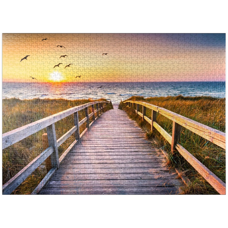 Mypuzzle Sunset On Dune Beach In The North Sea - Premium 1000 Piece Jigsaw Puzzle For Adults