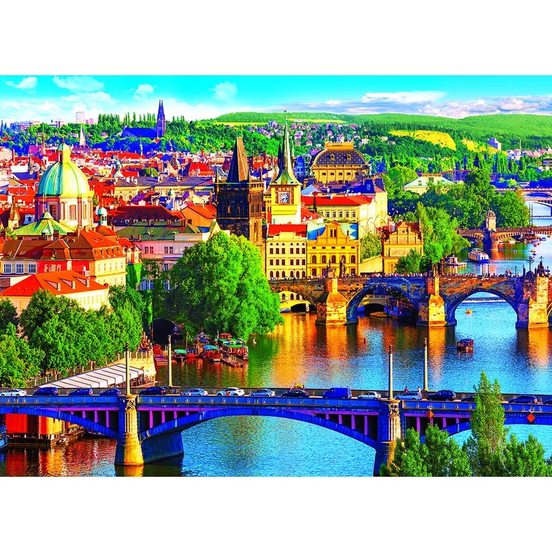 Roseart - Kodak - Scenic Old Town Bridges Over The Vltava River Prague Czech Republic - 1500 Piece Jigsaw Puzzle For Adults